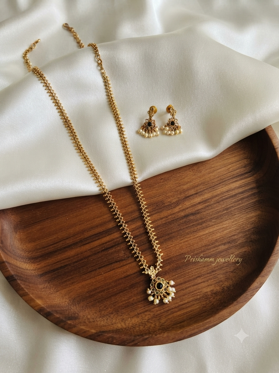 Kemp stone long necklace with earrings