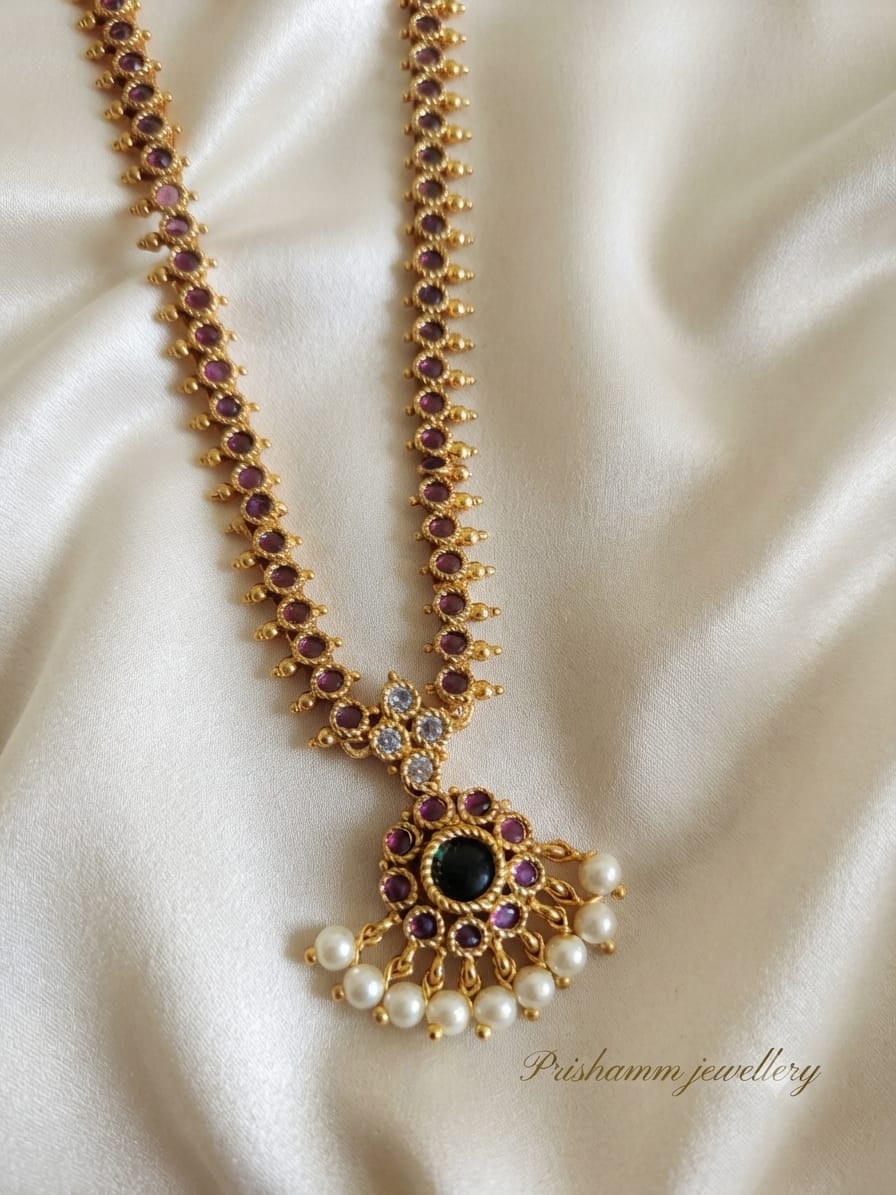 Kemp stone long necklace with earrings