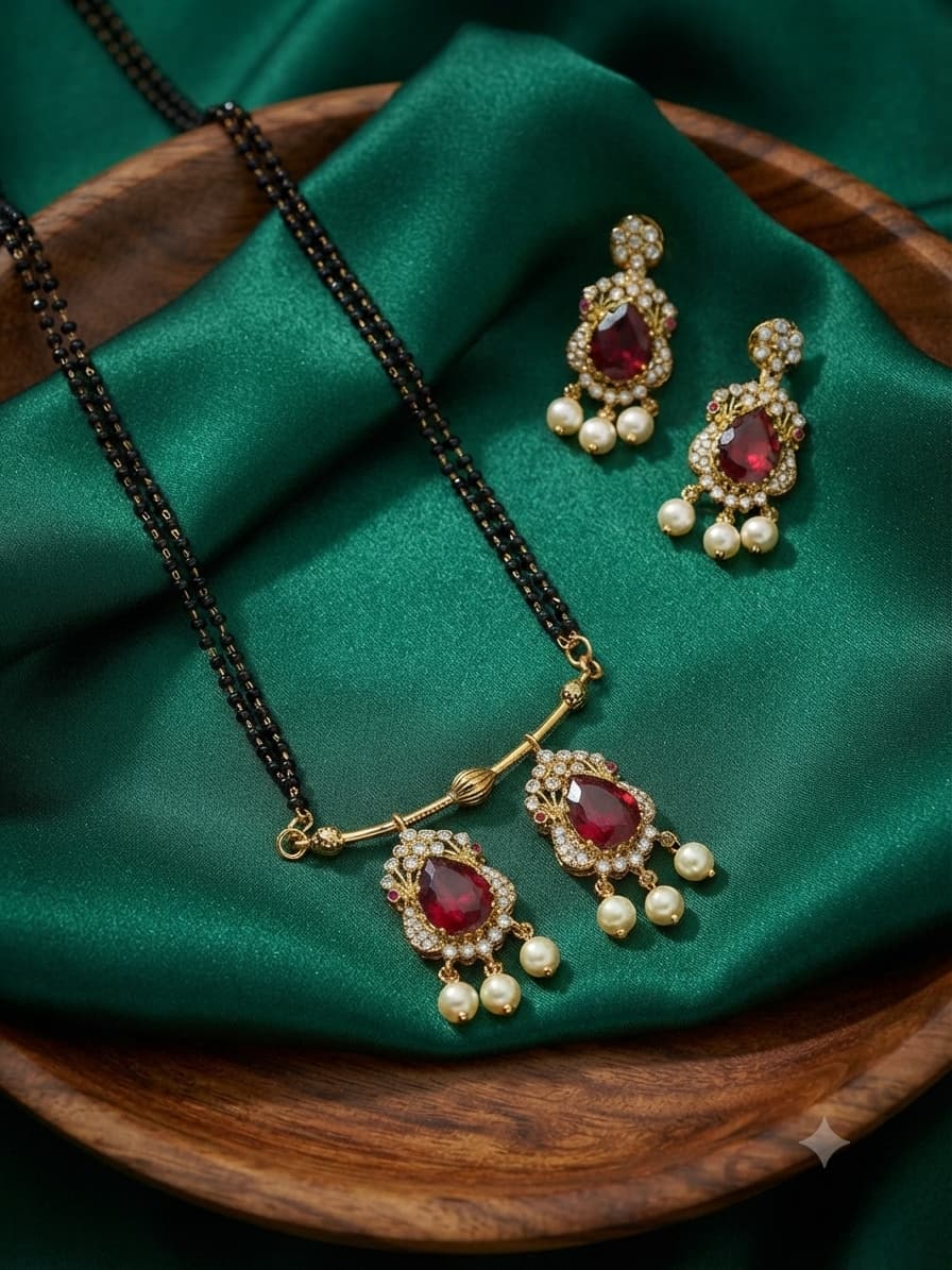 Victorian Pendant Mangal Sutra with earrings