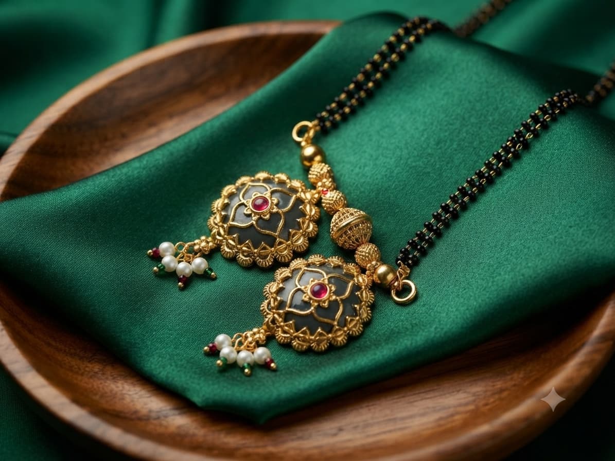 Rajwadi pendant Mangal Sutra