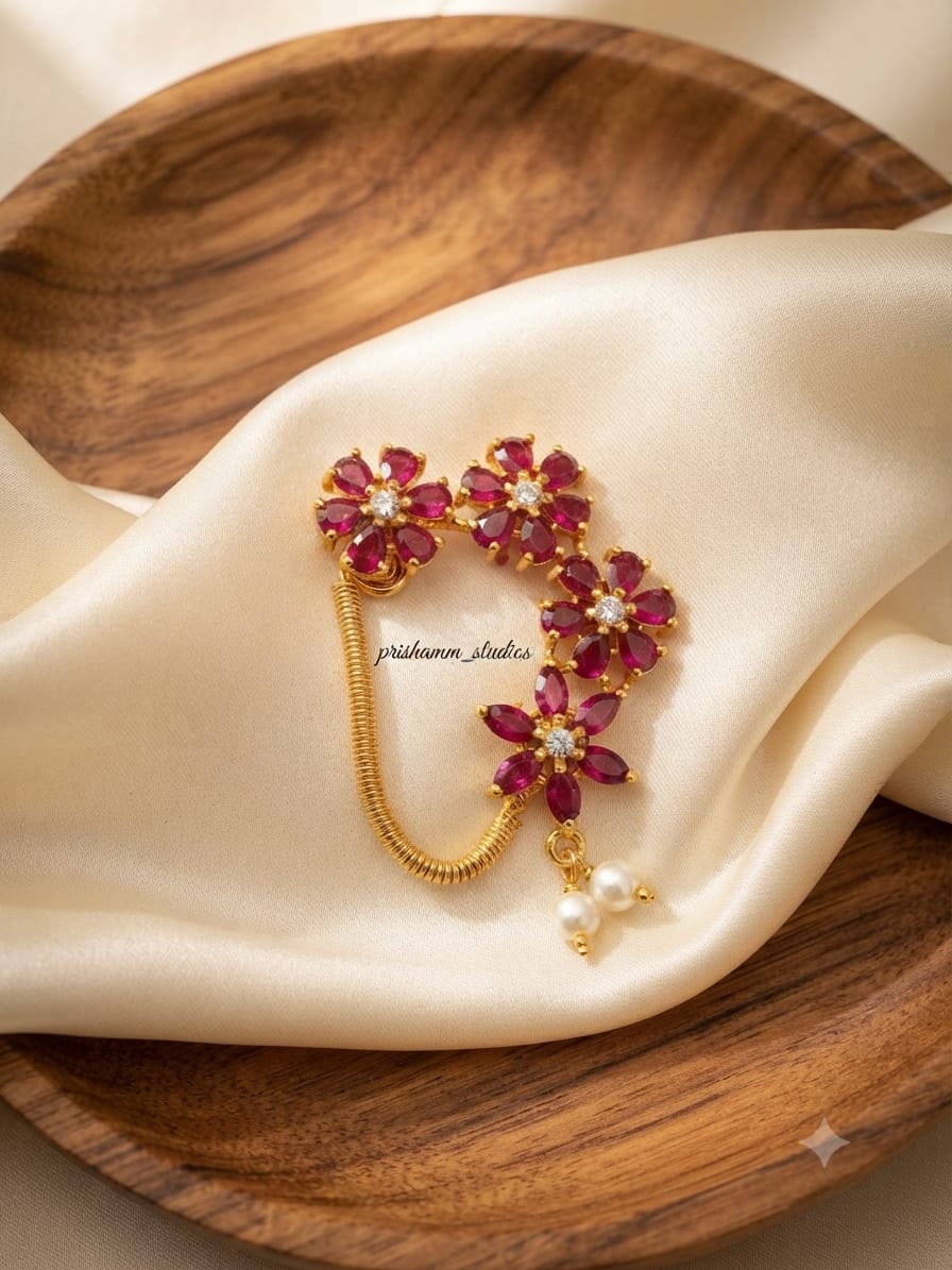 Handmade nath with American dimond setting stone