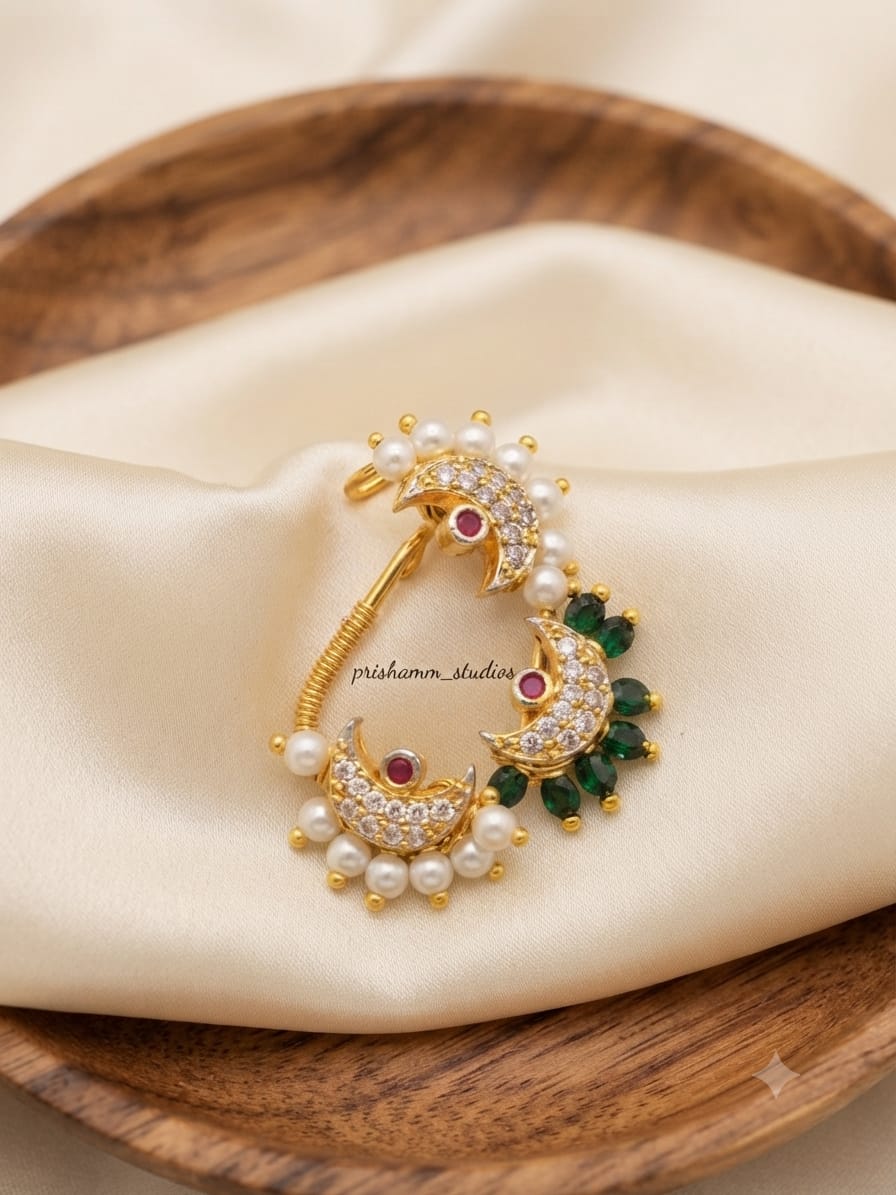 Handmade nath with American dimond setting stone
