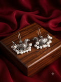 Silver-Look Bird Earrings with Pearl Drops